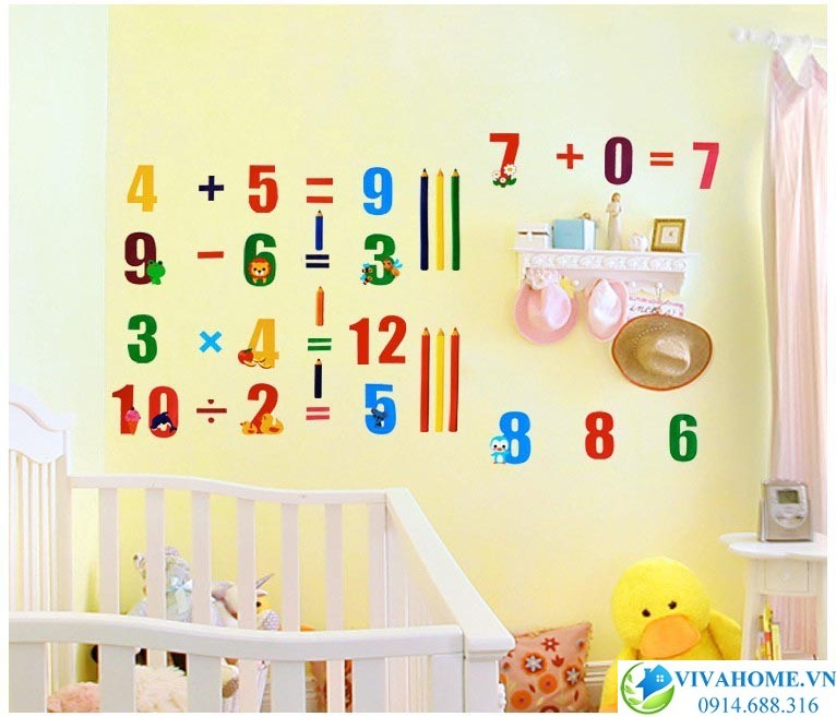 Decal dán tường Học chữ số
