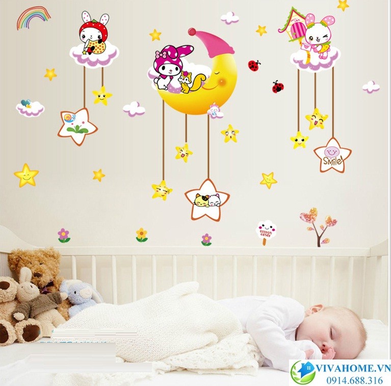 Decal dán tường Thỏ trăng