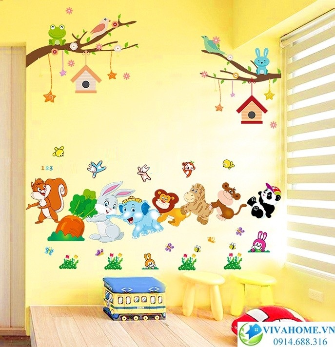 Decal dán tường Thỏ nhổ củ cải số 2