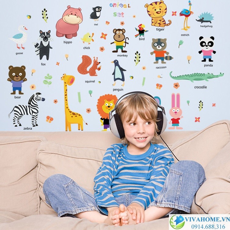 Decal dán tường Vườn thú tiếng anh số 3