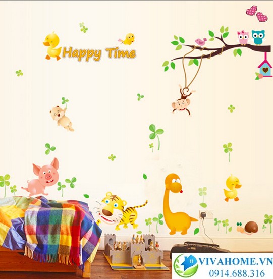 Decal dán tường Happy time