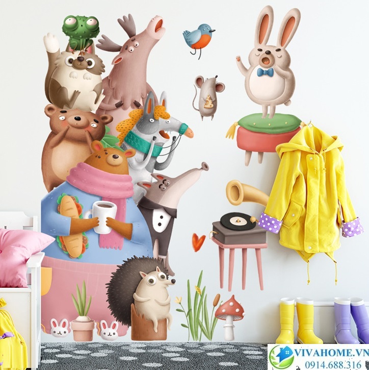 Decal dán tường Bữa tiệc muôn thú