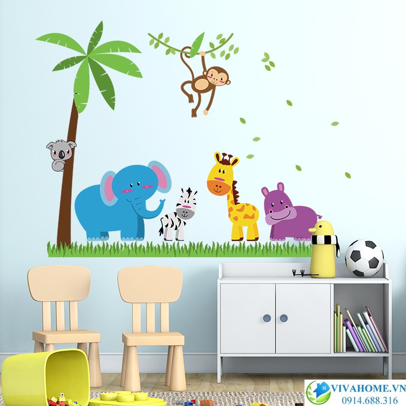 Decal dán tường Vườn thú mùa hè