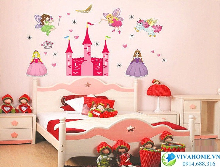 Decal dán tường Lâu đài hồng