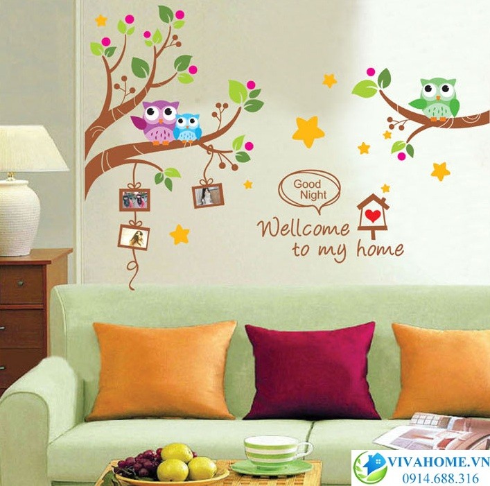 Decal dán tường Chim cú chúc ngủ ngon