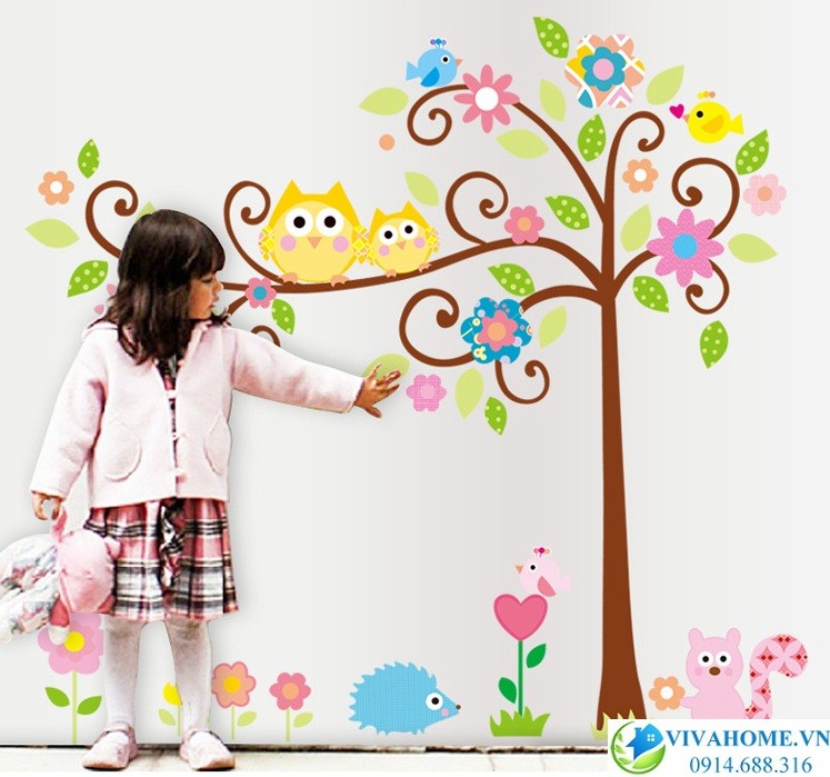 Decal dán tường Cây hoa cổ tích