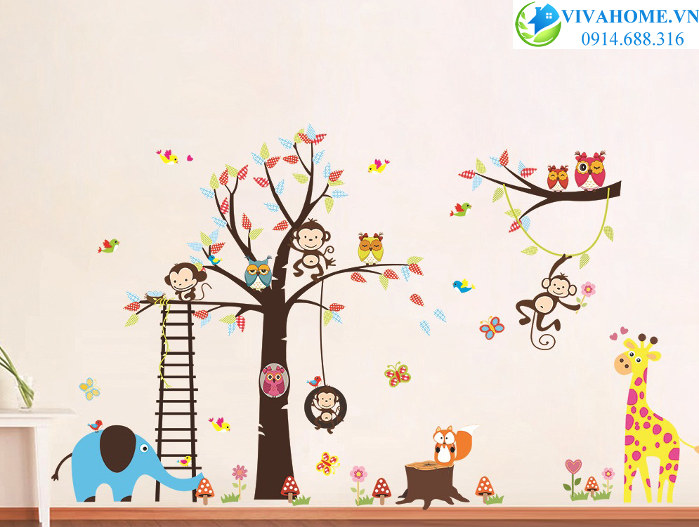 Decal dán tường Vườn thú zoo zoo to