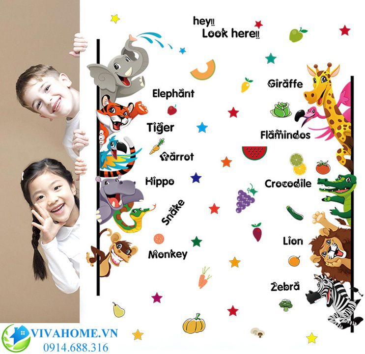 Decal dán tường Vườn thú tiếng anh số 3