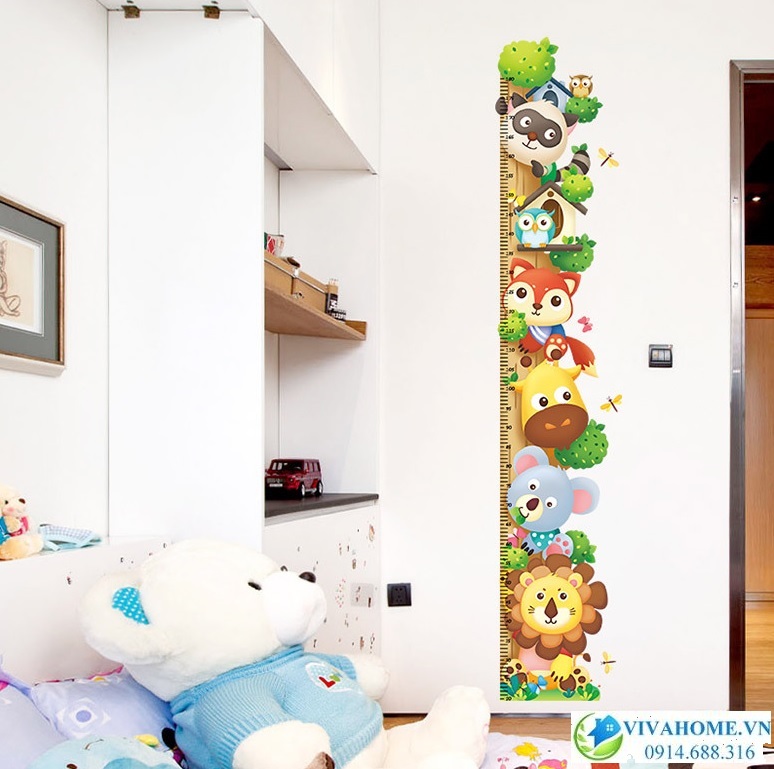 Decal dán tường Thước đo thú xinh