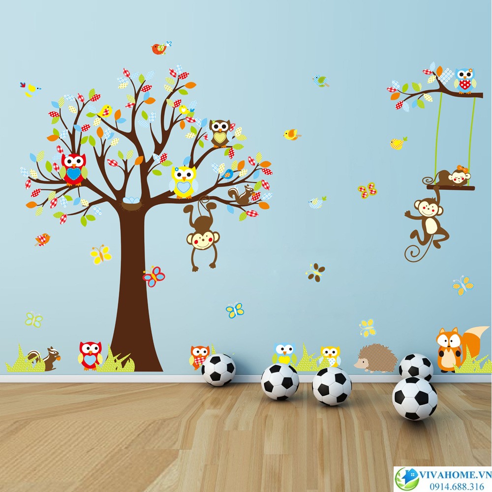 Decal dán tường Vườn thú Zoo zoo size to