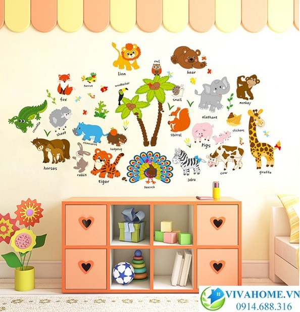 Decal dán tường Vườn thú tiếng anh số 5