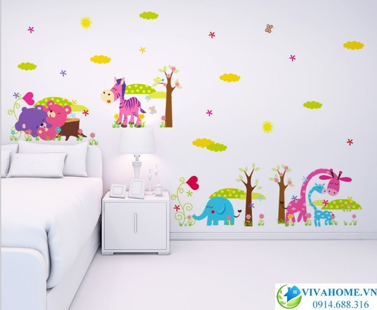 Decal dán tường Vườn thú thấp