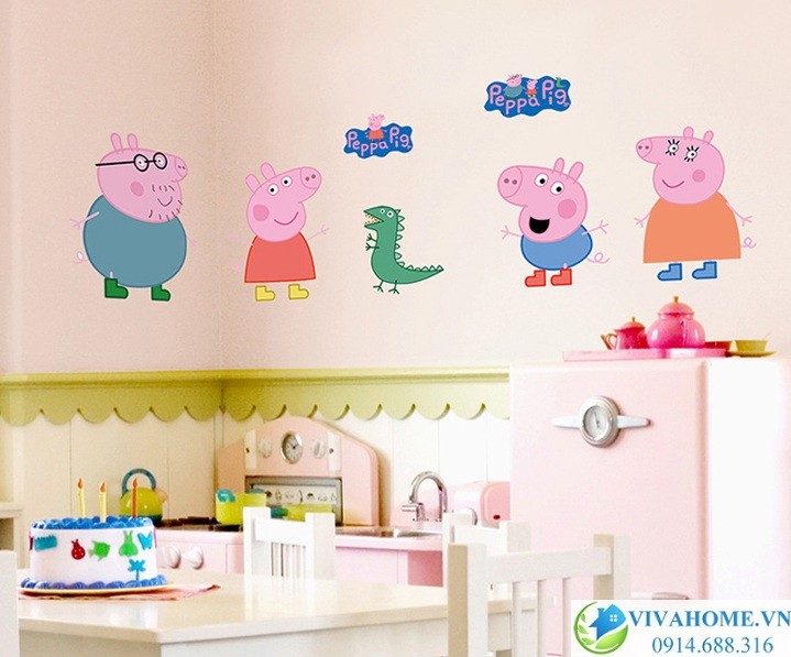 Decal dán tường Heo peppa