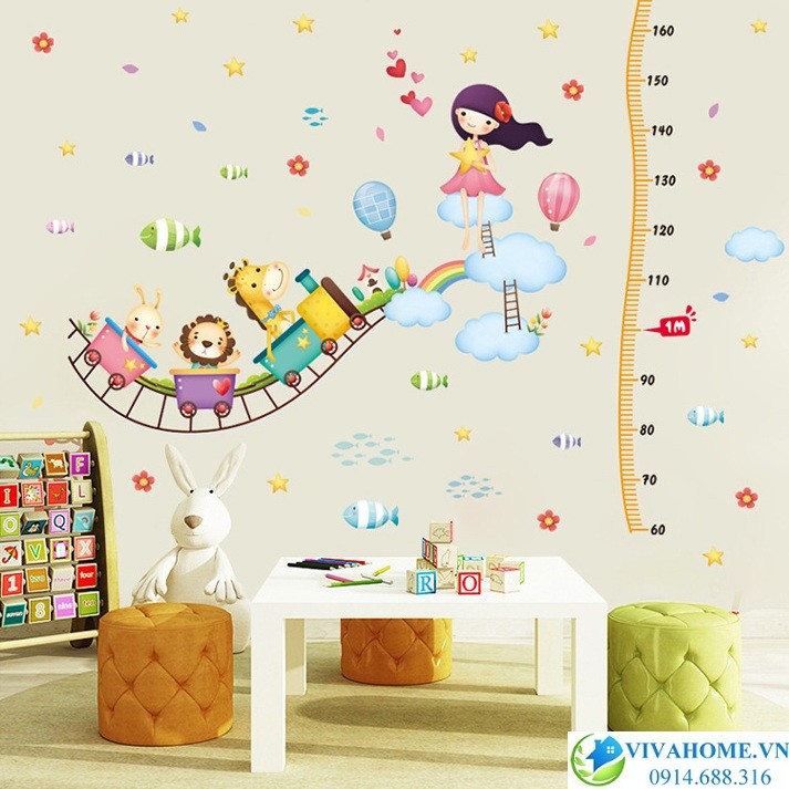 Decal dán tường thước đo cầu vồng