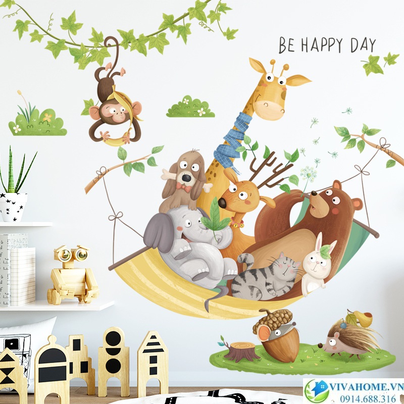 Decal dán tường Be happy day