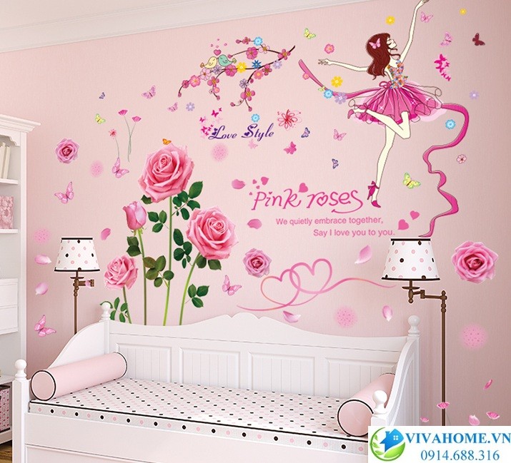 Decal dán tường Cô gái múa ba lê