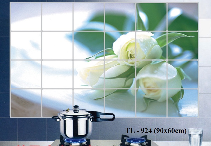 Decal dán bếp Hoa hồng trắng
