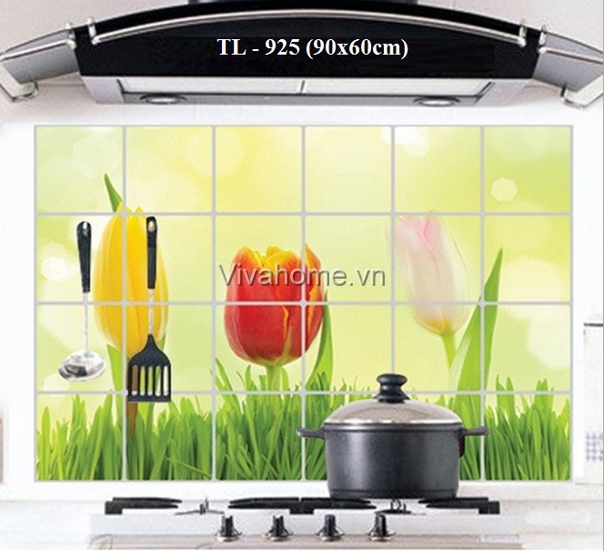 Decal dán bếp Ba bông hoa tulip