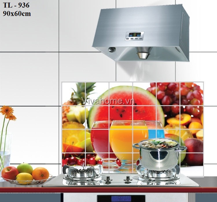 Decal dán bếp Ly nước trái cây
