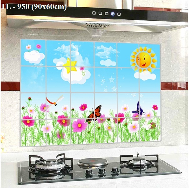 Decal dán bếp Cánh đồng hoa