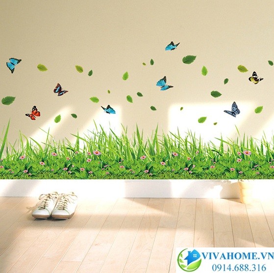 Decal dán chân tường Cỏ xanh