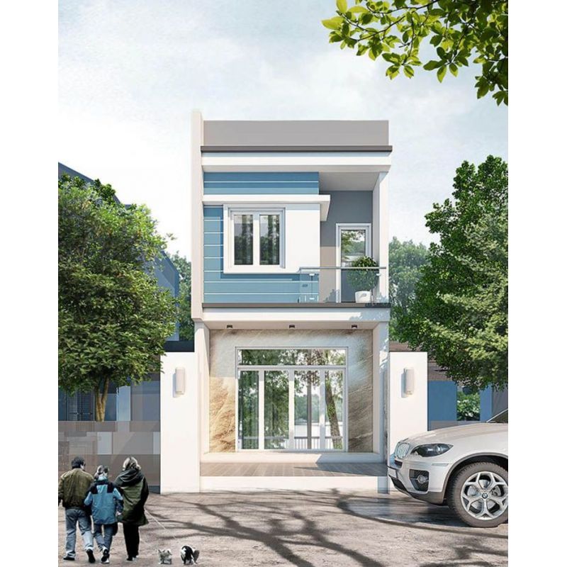 mặt tiền nhà 2 tầng đẹp