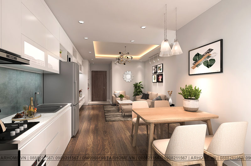 thiết kế phòng khách và bếp chung cho nhà nhỏ
