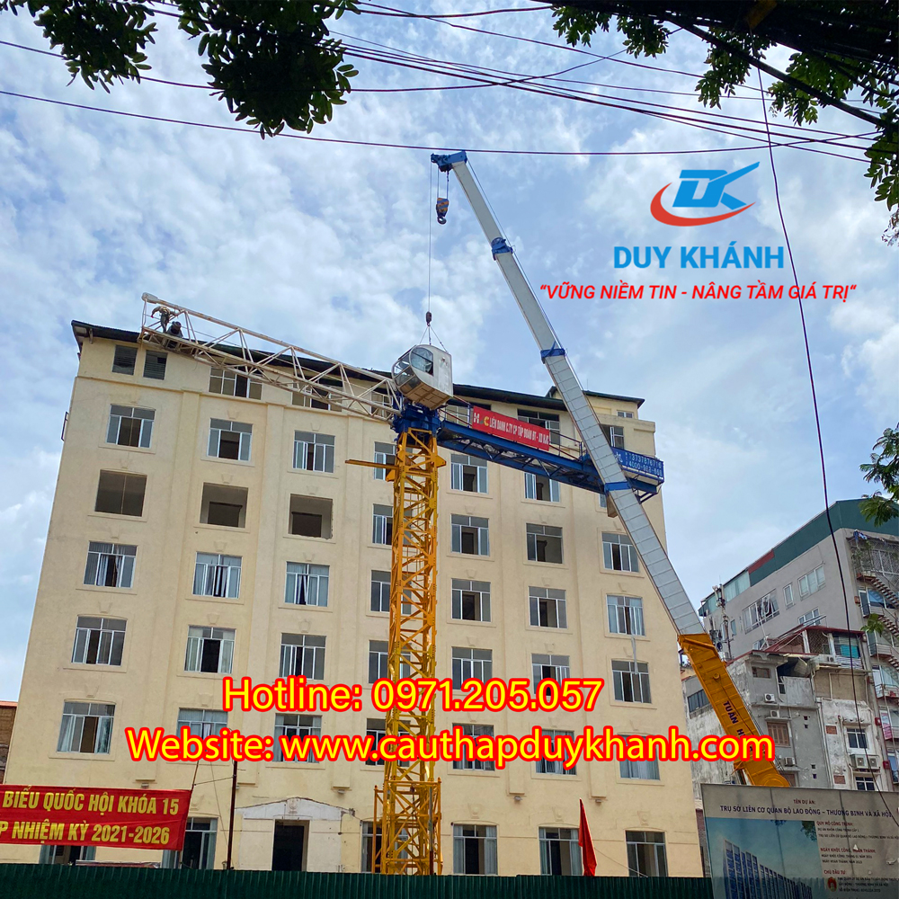 Lắp đặt cẩu tháp Potain Md 175 cho công trình trụ sở liên cơ quan bộ lao động thương binh và xã hội