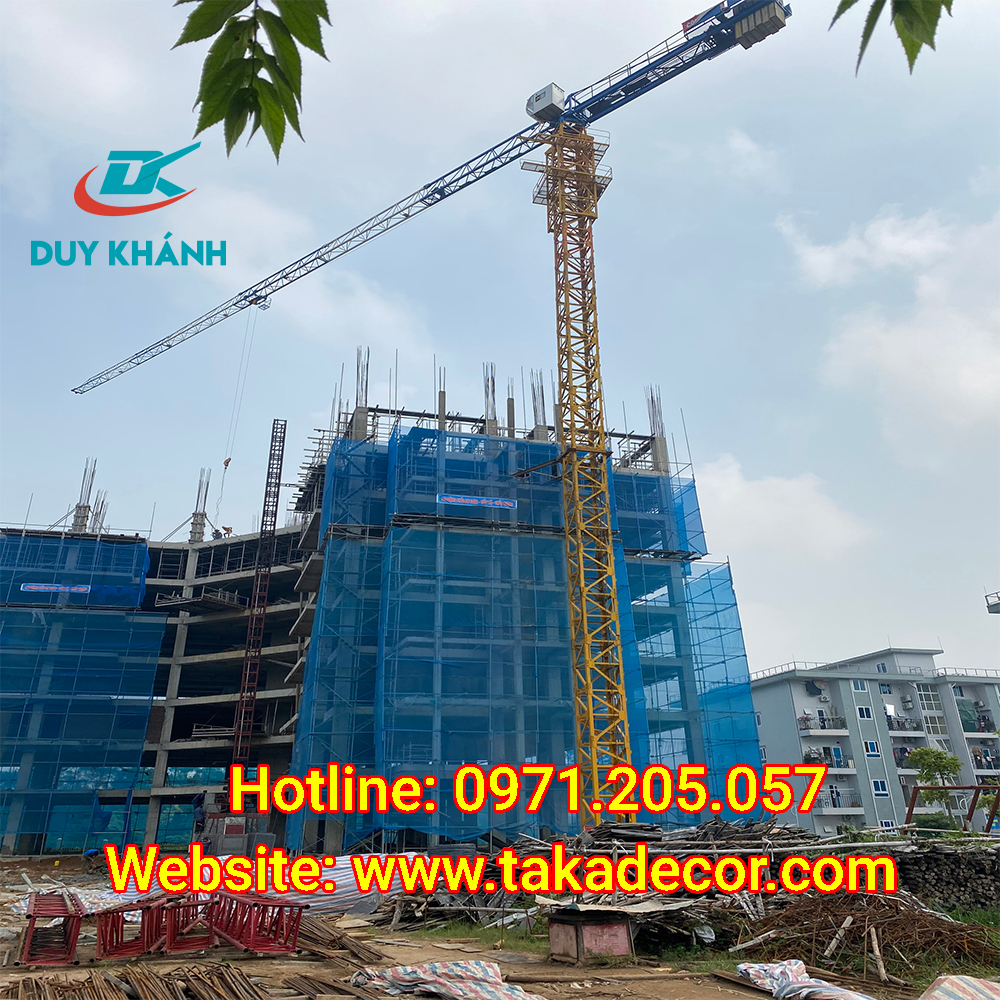 Lắp đặt cẩu tháp QTZ 5512 công trình Khu công nghiệp Thụy Vân