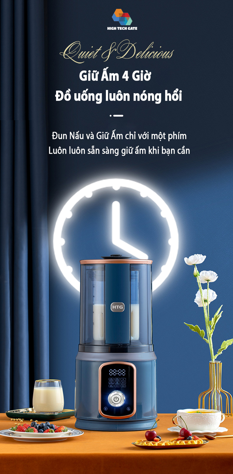 Máy Làm Sữa Hạt CB9250 Chống Ồn Cách Âm, Hút Chân Không, Hẹn Giờ Thông Minh, Xay Nấu 4D Mịn, Chống Dính, Tự Vệ Sinh