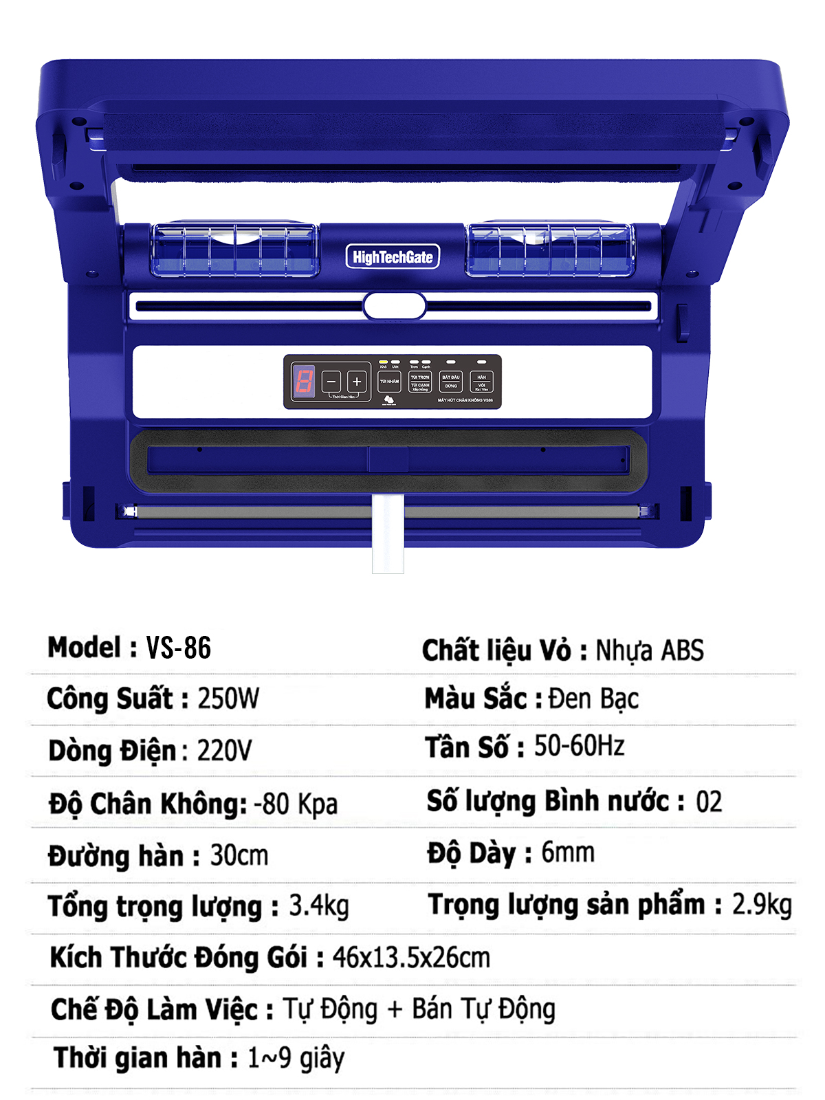 Máy Hút Chân Không VS86 Hút Mọi Loại Túi, 2 Động Cơ, Hàn Thông Minh Hàng