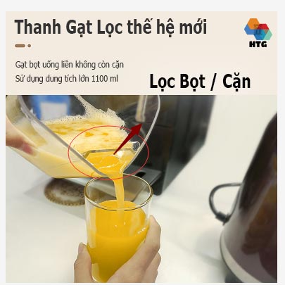 Ngăn cách lọc bọt khi sử dụng Máy Ép Chậm Trục Ngang LUFVEBUT BP-800 hai tốc độ ép khỏe, không lo kẹt bã ép trái cây rau củ, dễ dàng tháo lắp vệ sinh