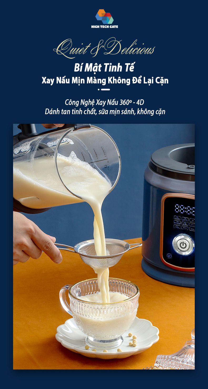 Máy Làm Sữa Hạt CB9250 Chống Ồn Cách Âm, Hút Chân Không, Hẹn Giờ Thông Minh, Xay Nấu 4D Mịn, Chống Dính, Tự Vệ Sinh
