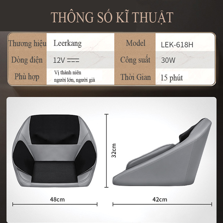 Ghế massage trị liệu Lưng và Mông chất liệu cao cấp có Hồng Ngoại LEK-618H