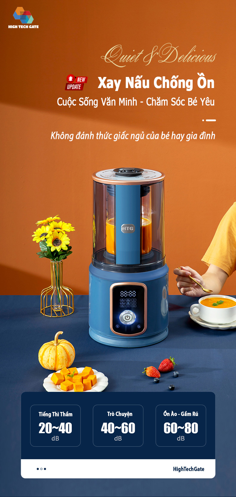 Máy Làm Sữa Hạt CB9250 Chống Ồn Cách Âm, Hút Chân Không, Hẹn Giờ Thông Minh, Xay Nấu 4D Mịn, Chống Dính, Tự Vệ Sinh