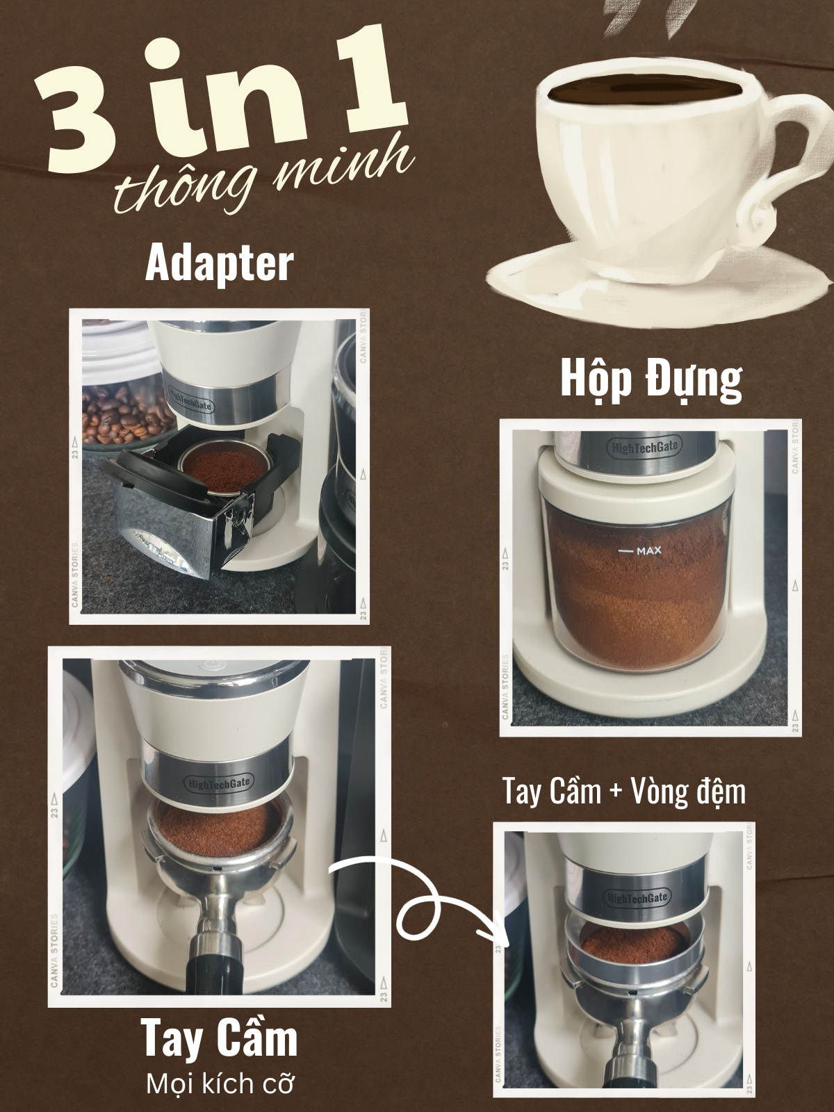 Máy Xay Cà Phê G68 Xay Hạt Cafe Pha Espresso, 34 Cấp Độ Xay Từ Thô Đến Mịn, Để Bàn 3 in 1, Dùng Được Mọi Loại Tay Cầm, Chống Tĩnh Điện Vón Cục