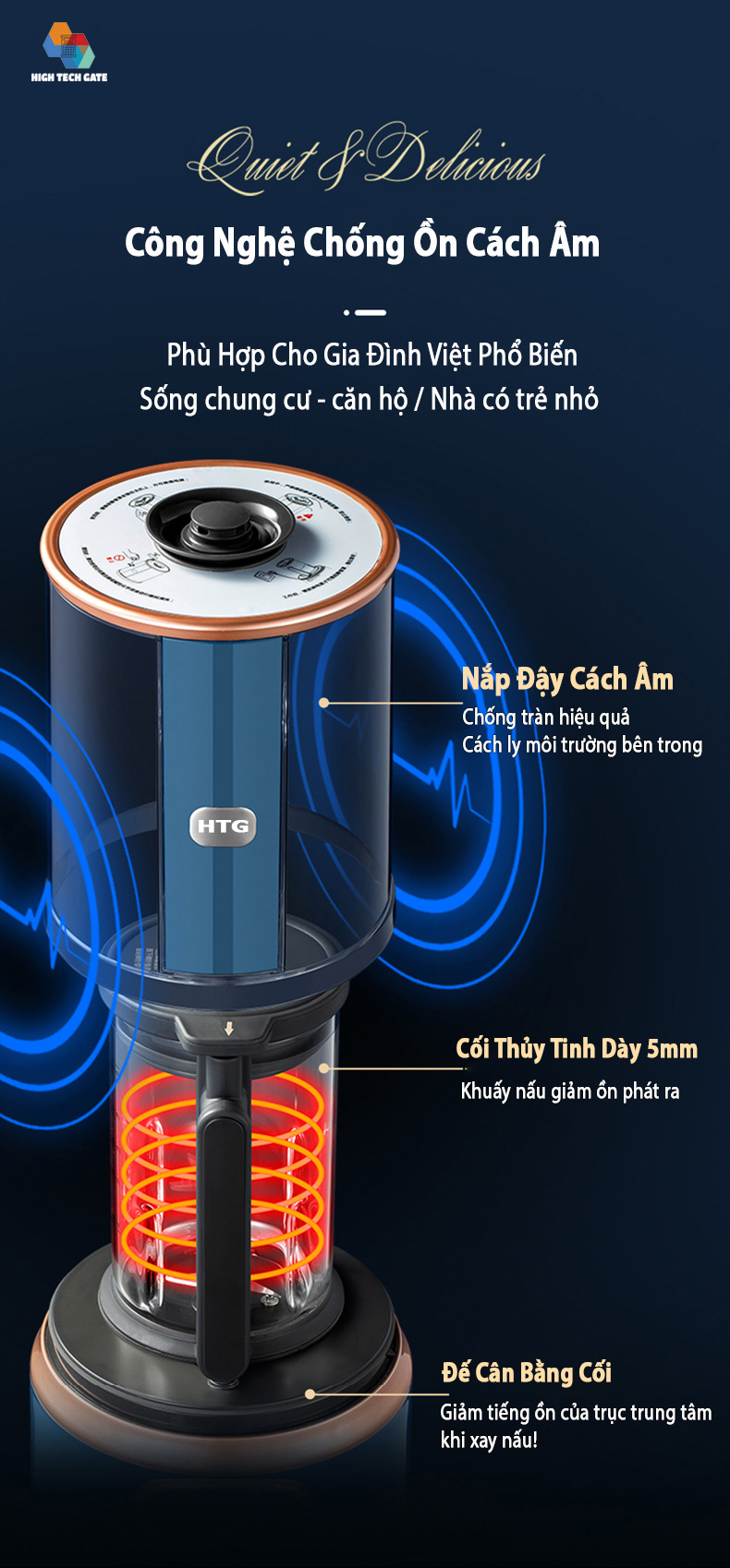 Máy Làm Sữa Hạt CB9250 Chống Ồn Cách Âm, Hút Chân Không, Hẹn Giờ Thông Minh, Xay Nấu 4D Mịn, Chống Dính, Tự Vệ Sinh