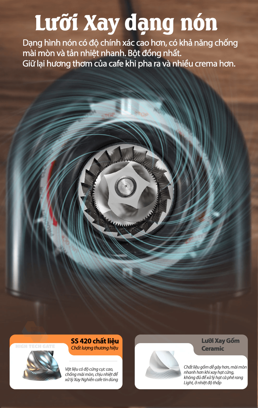 Máy Xay Cà Phê G68 Xay Hạt Cafe Pha Espresso, 34 Cấp Độ Xay Từ Thô Đến Mịn, Để Bàn 3 in 1, Dùng Được Mọi Loại Tay Cầm, Chống Tĩnh Điện Vón Cục