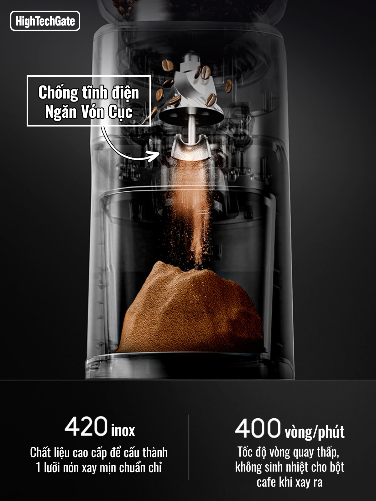 Máy Xay Cà Phê G68 Xay Hạt Cafe Pha Espresso, 34 Cấp Độ Xay Từ Thô Đến Mịn, Để Bàn 3 in 1, Dùng Được Mọi Loại Tay Cầm, Chống Tĩnh Điện Vón Cục