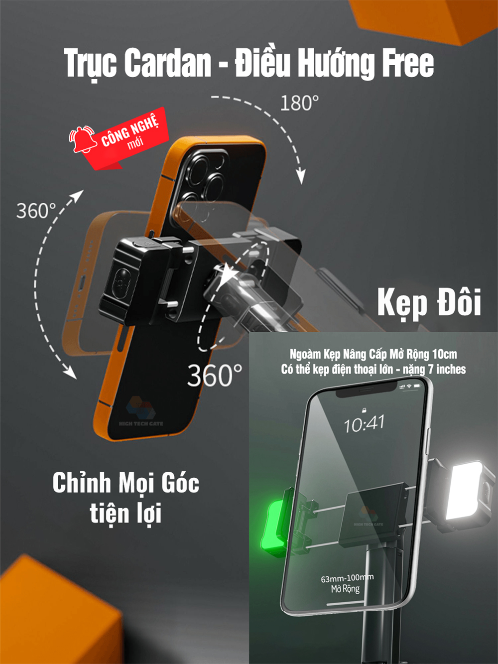 Chân đứng quay video Shinoda, gậy livestream, selfie chụp ảnh chất liệu siêu cứng cáp, tay cầm 360º