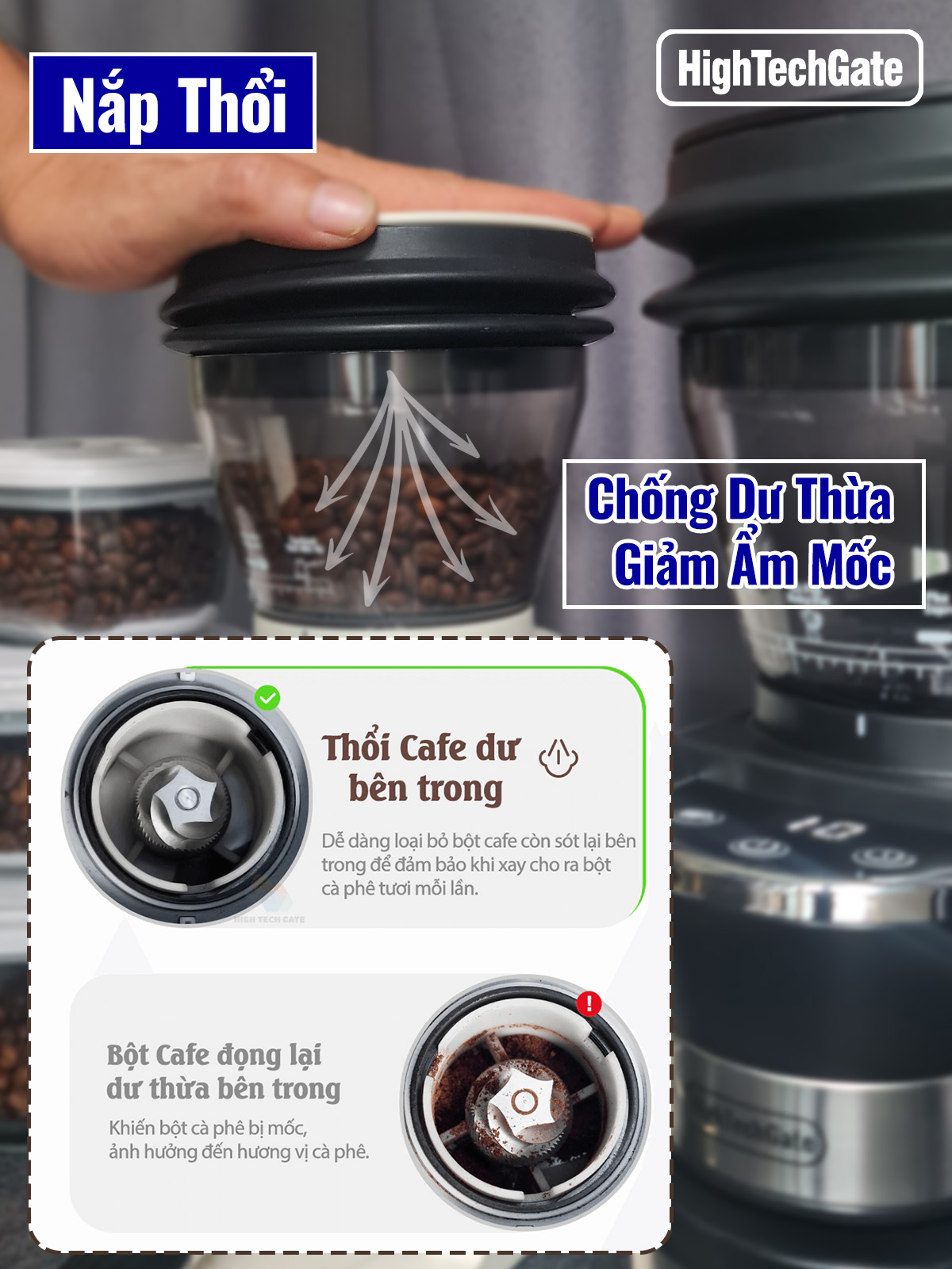 Máy Xay Cà Phê G68 Xay Hạt Cafe Pha Espresso, 34 Cấp Độ Xay Từ Thô Đến Mịn, Để Bàn 3 in 1, Dùng Được Mọi Loại Tay Cầm, Chống Tĩnh Điện Vón Cục