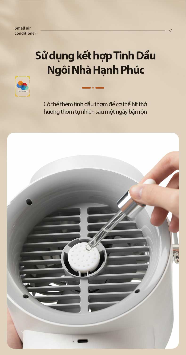 Quạt không dây phun sương tạo ẩm WT-F50 kết hợp tinh dầu tạo hương thơm, tự đông xoay 120º, 3 cấp độ gió mạnh mẽ, kiêm đèn ngủ bật tắt bảo vệ mắt, hàng chính hãng