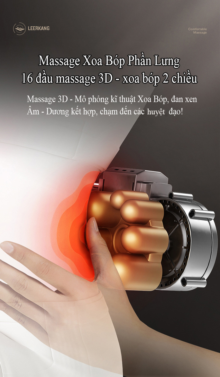 Ghế massage trị liệu Lưng và Mông chất liệu cao cấp có Hồng Ngoại LEK-618H