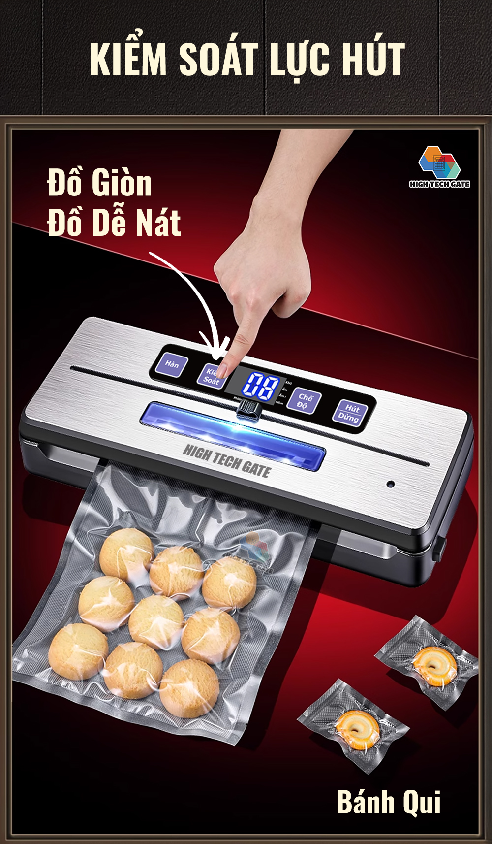 Máy hút chân không thực phẩm W231 kiểm soát lực hút 1 cách tinh tế