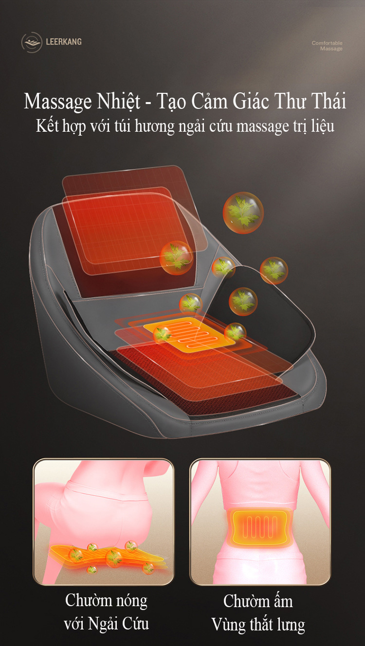 Ghế massage trị liệu Lưng và Mông chất liệu cao cấp có Hồng Ngoại LEK-618H
