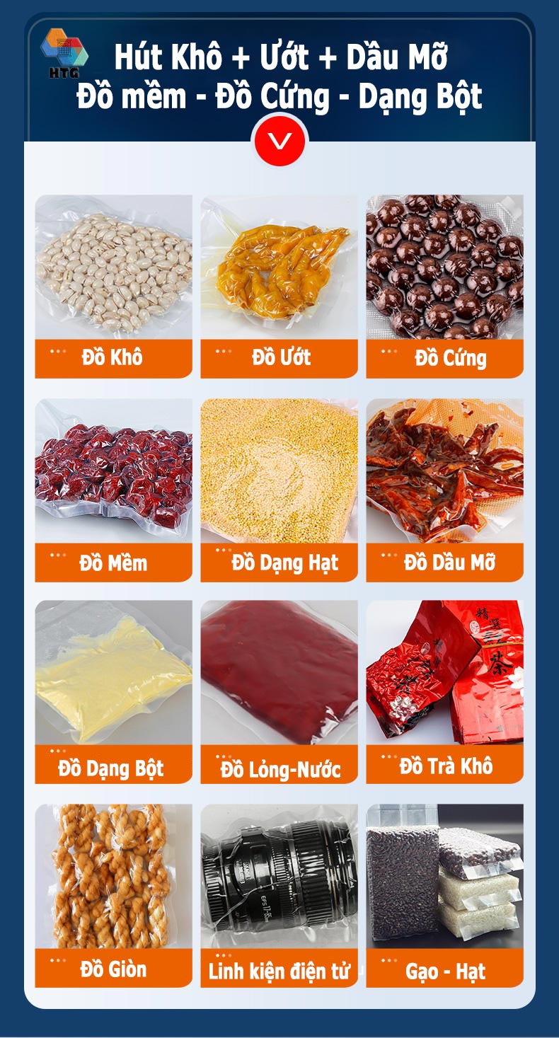 hút thực phẩm khô hay ướt đều được, hút đồ bột hay đồ cứng đều dễ dàng với HTG-PW300A