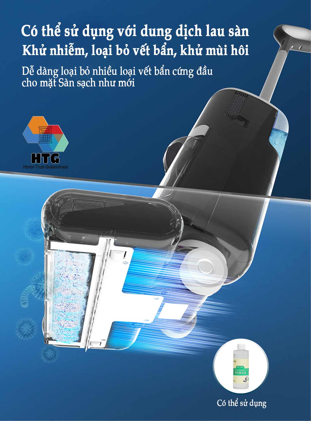 Máy lau nhà hút bụi Sawadaki FG3616 công nghệ mới 3 in 1, tự động giặt giẻ 4s, nâng cấp hút 15000Pa