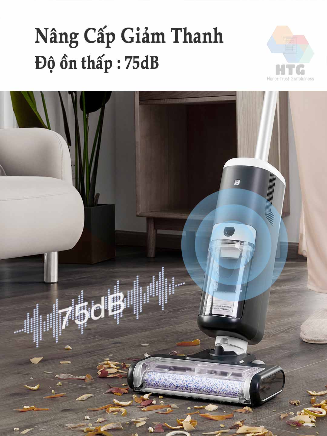 Máy lau nhà hút bụi Sawadaki FG3616 công nghệ mới 3 in 1, tự động giặt giẻ 4s, nâng cấp hút 15000Pa