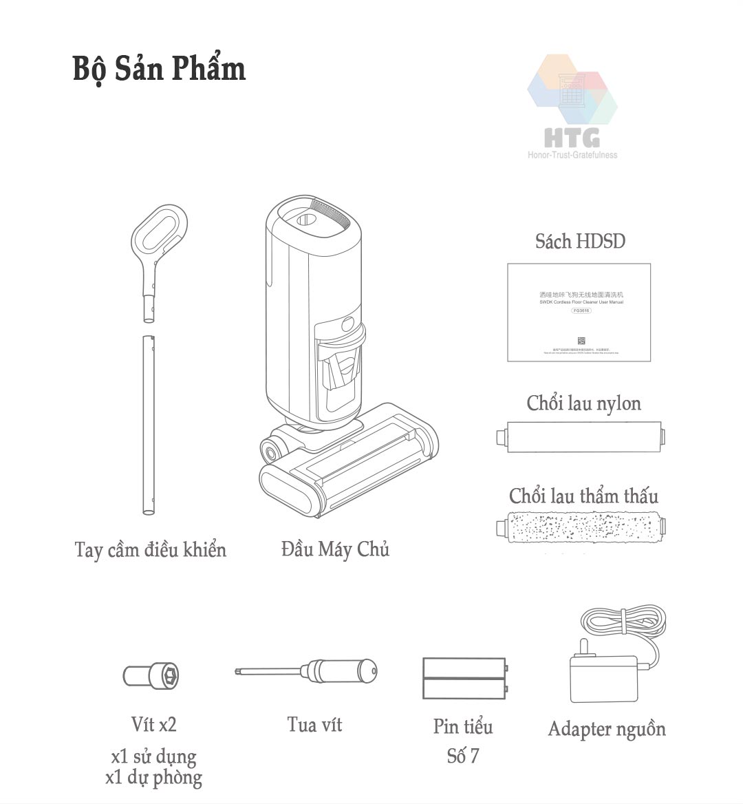 Máy lau nhà hút bụi Sawadaki FG3616 công nghệ mới 3 in 1, tự động giặt giẻ 4s, nâng cấp hút 15000Pa