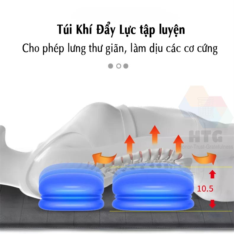Nệm massage toàn thân Leerkang LEK918F là phiên bản có hỗ trợ túi khí massage phần lưng, giúp giảm cơn đau đốt sống hiệu quả, tập luyện hàng ngày. Phiên bản nâng cấp so với các phiên bản thông thường trên thị trường
